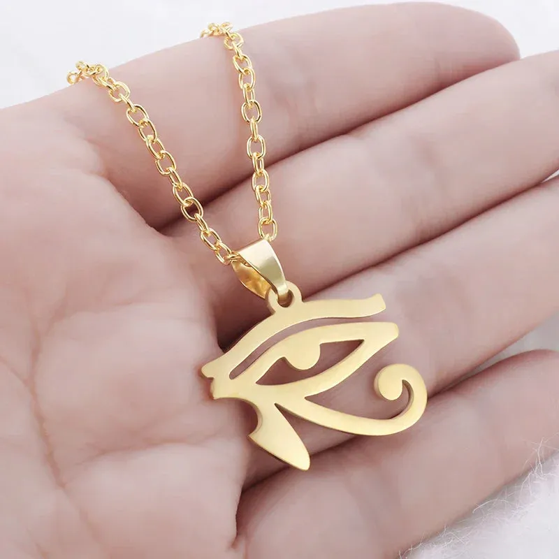 Stylish Pendants with an Ancient Egyptian-Inspired Eye of Horus Design, Offering Protection and Spiritual Significance for Men and Women