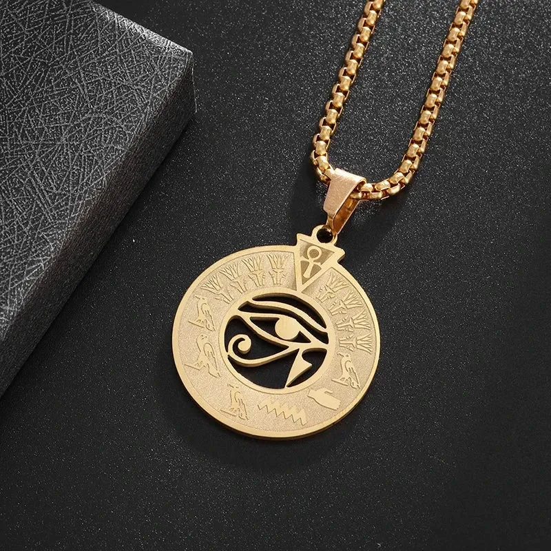 Stylish Pendants with an Ancient Egyptian-Inspired Eye of Horus Design, Offering Protection and Spiritual Significance for Men and Women