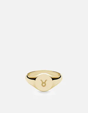 Taurus Astro Signet Ring, 14k Gold