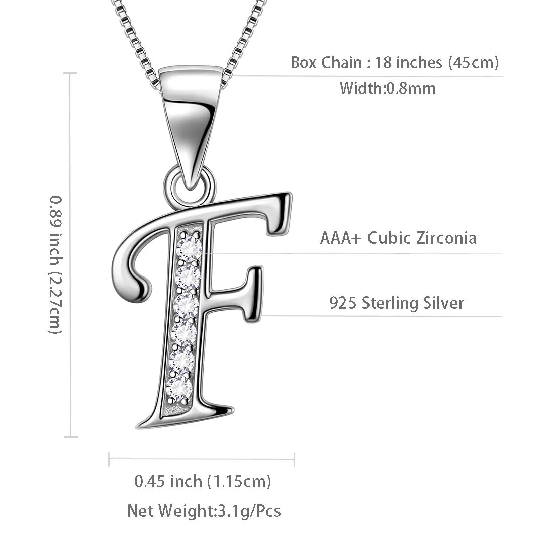 Tokyo Mart Letter F Initial Necklaces Pendant Women Men Name Jewelry Gift 925 Silver