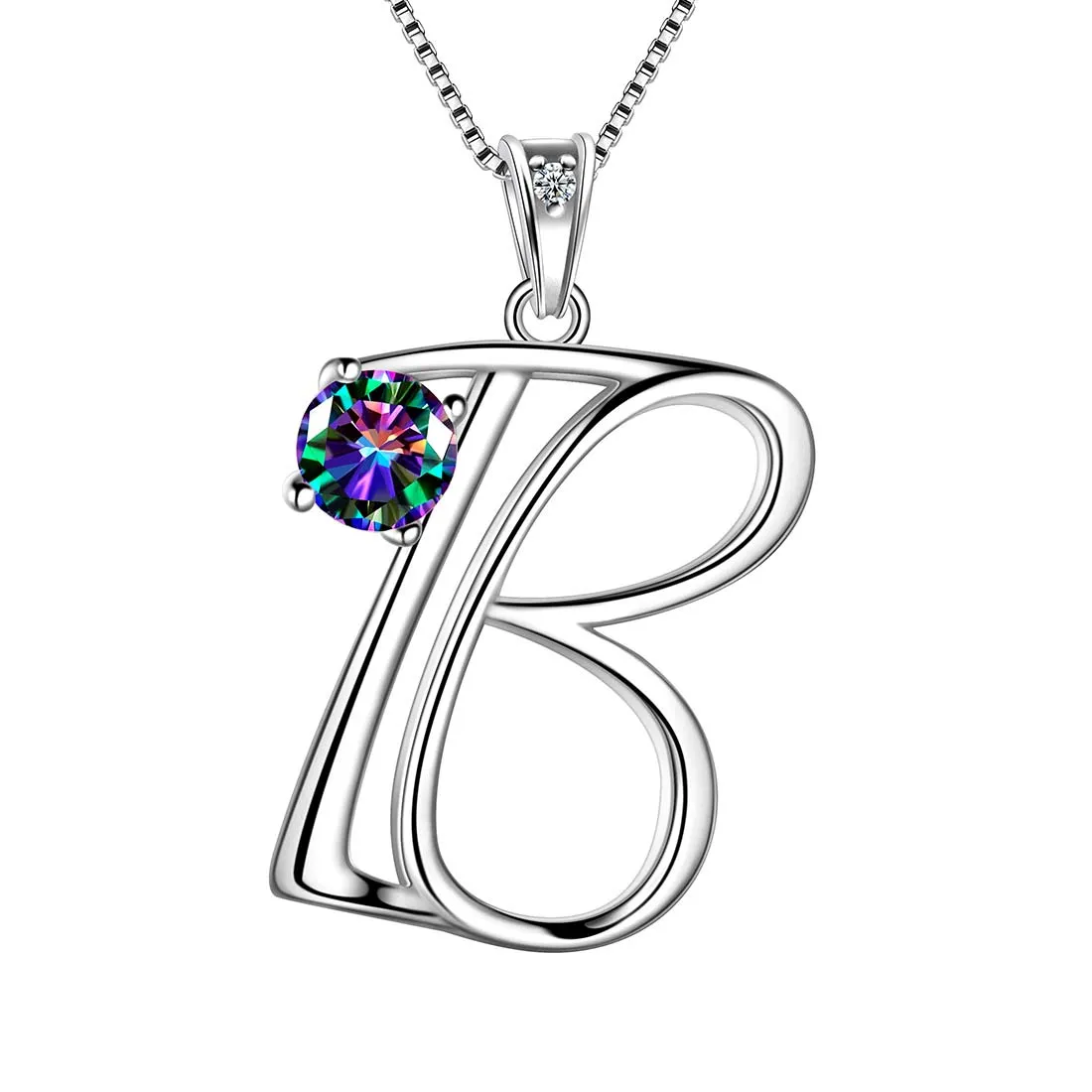 Tokyo Mart Women Initial B Letter Pendant Necklace Girl Name Jewelry Gift 925 Sterling Silver