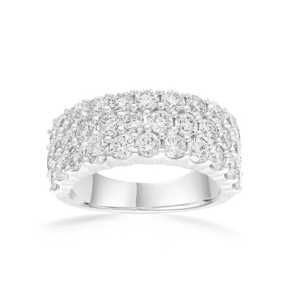 Triple Row Dress Ring with 3.00ct of Laboratory Grown Diamond in Sterling Silver and Platinum