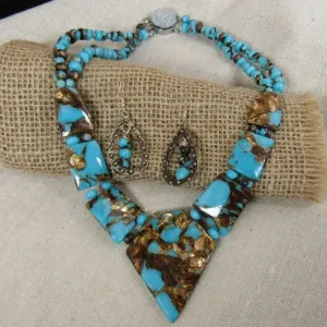 Turquoise Sea Segment Jasper Necklace & Earrings