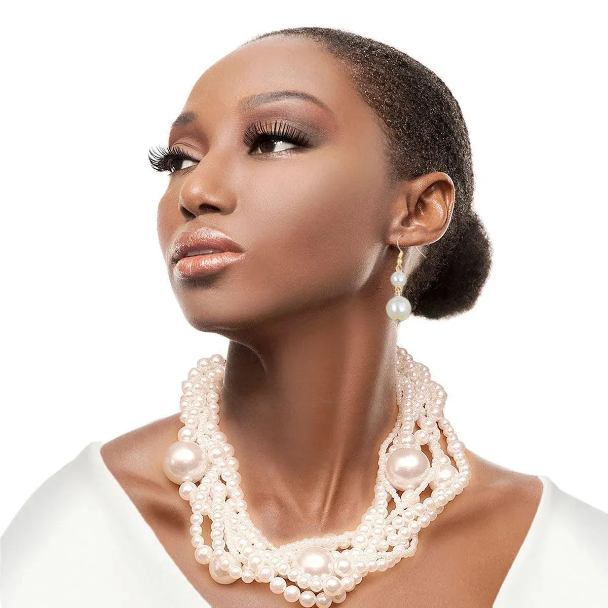 Unveil Sophistication with a Stunning Cream Pearl Torsade Necklace Set