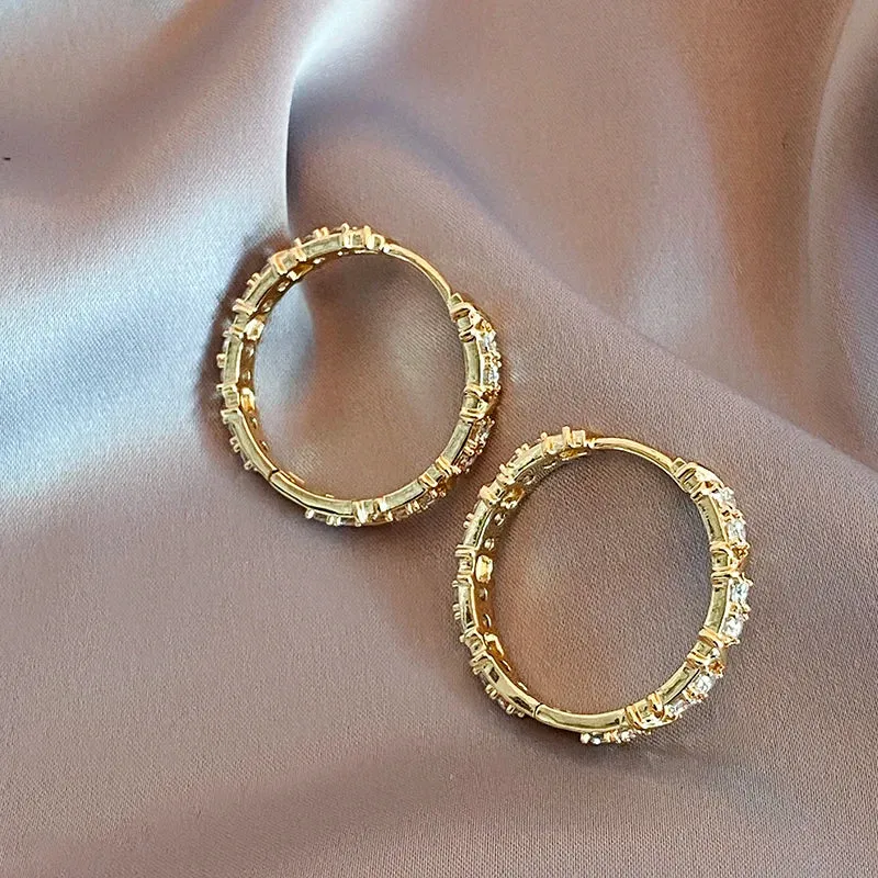 VAIGE Elegant Zircon & Metal Geometric Hoop Earrings - Classic Luxury Jewelry for Weddings and Parties