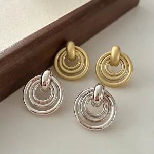 VAIGE Vintage Geometric Multi-Round Hollow Tube Stud Earrings in Gold and Silver