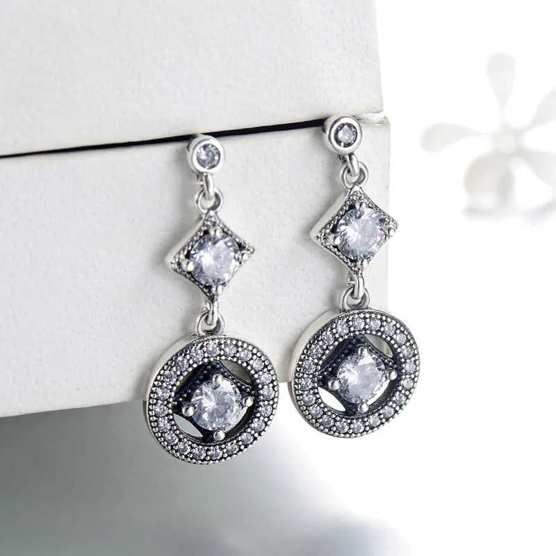 Vintage-Inspired S925 Silver Zircon Earrings