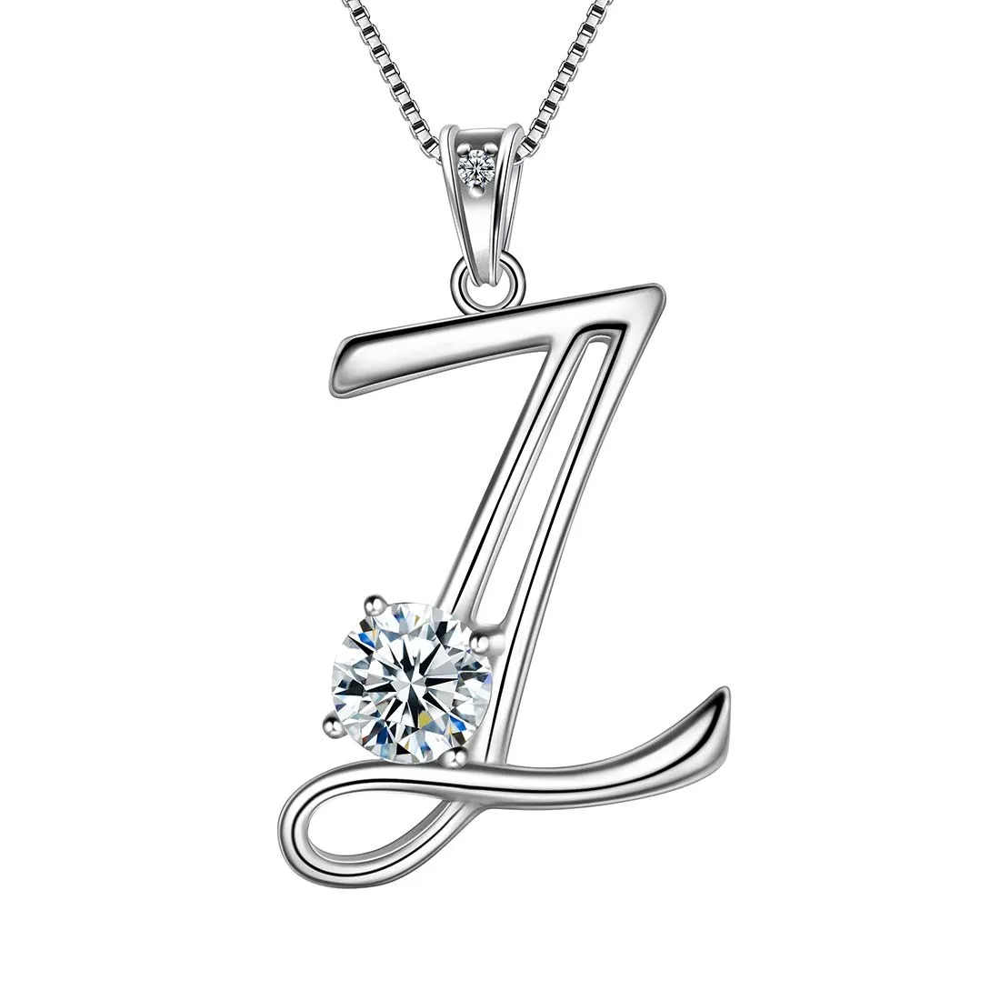 Women Initial Z Letter Pendant Necklace Girl Name Jewelry Gift 925 Sterling Silver