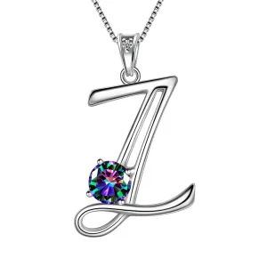 Women Initial Z Letter Pendant Necklace Girl Name Jewelry Gift 925 Sterling Silver