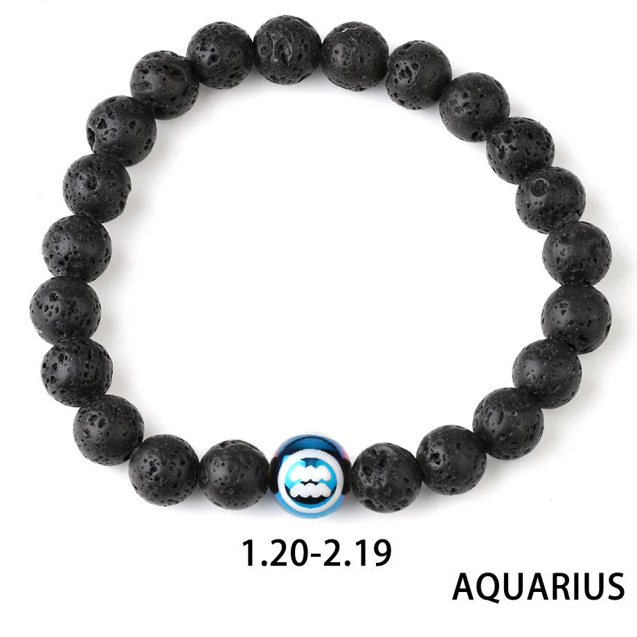 Zodiac Couple Natural Lava Stone Bracelet