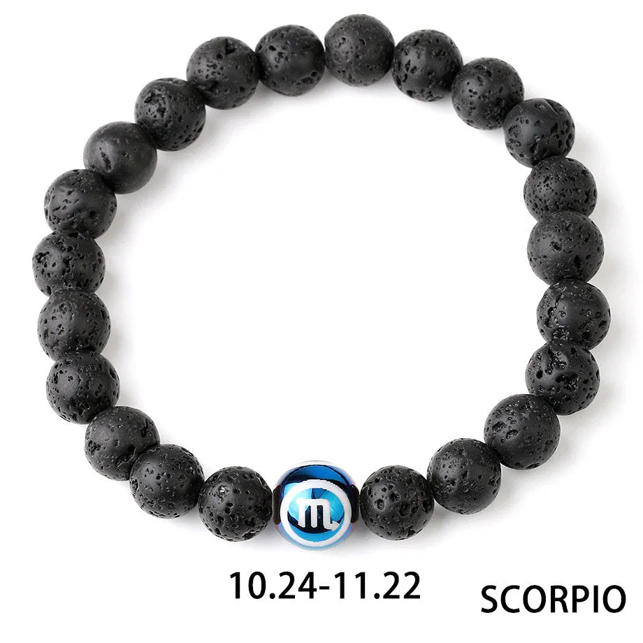 Zodiac Couple Natural Lava Stone Bracelet