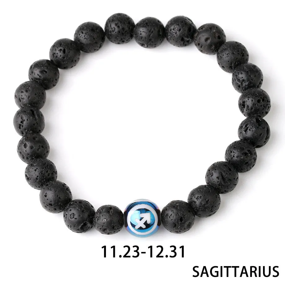 Zodiac Couple Natural Lava Stone Bracelet