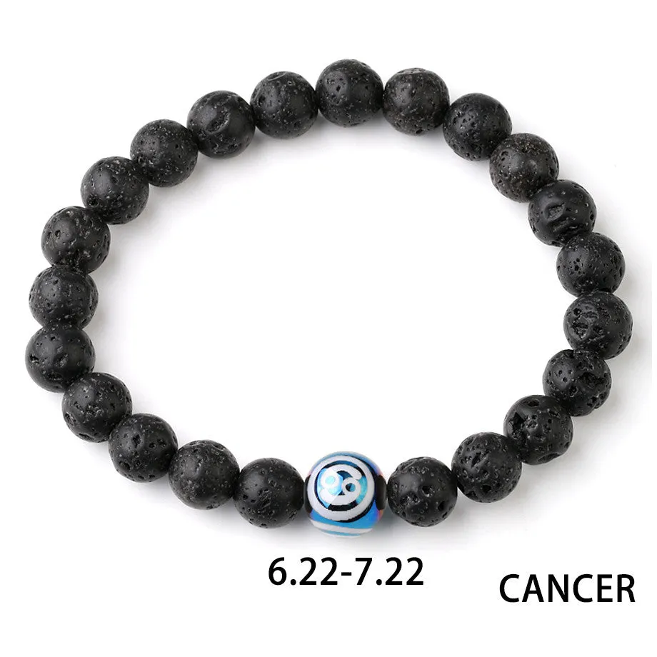 Zodiac Couple Natural Lava Stone Bracelet